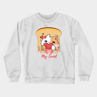 Cat Flower Toast04, Cat Lovers Crewneck Sweatshirt